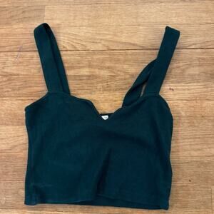Lime Blue green tank top crop shirt top size small S
 b62
